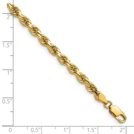 14kt Yellow Gold 28 inch 4mm Diamond-cut Rope with Lobster Clasp Chain