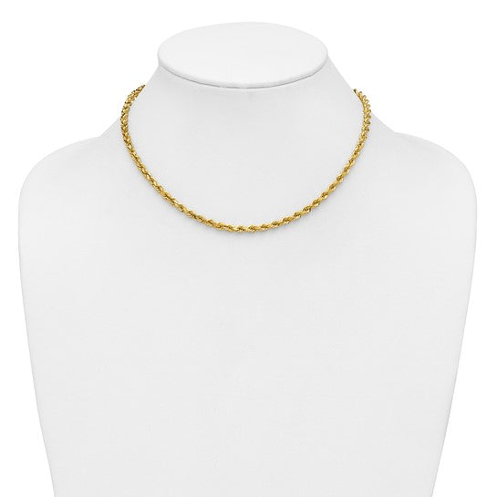 14KT Yellow Gold 16 inch 4mm Diamond-cut Rope with Lobster Clasp Chain