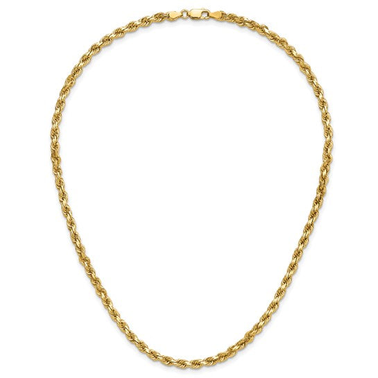 14KT Yellow Gold 16 inch 4mm Diamond-cut Rope with Lobster Clasp Chain