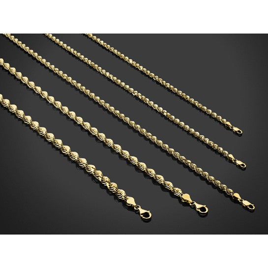 14KT Yellow Gold 20 inch 4.5mm Diamond-cut Rope with Lobster Clasp Chain