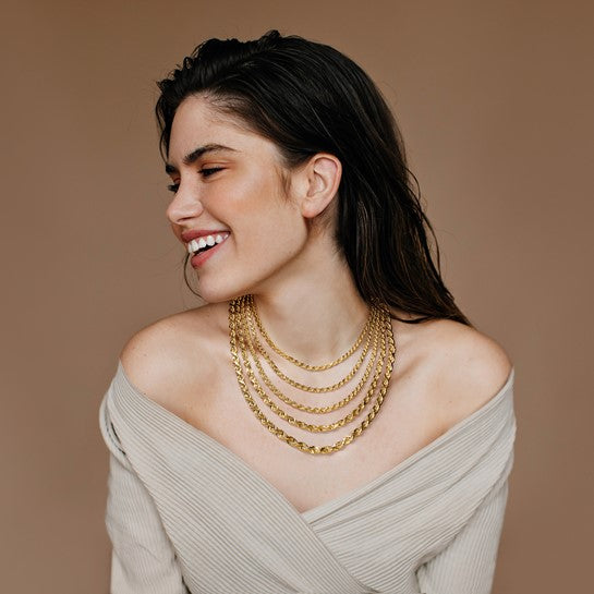 14KT Yellow Gold 22 inch 5.5mm Diamond-cut Rope with Fancy Lobster Clasp Chain