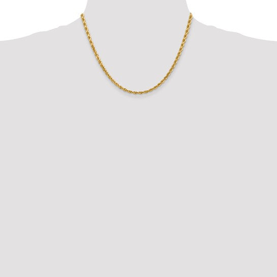14KT Yellow Gold 18 inch 4mm Diamond-cut Rope with Lobster Clasp Chain