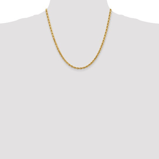 14KT Yellow Gold 20 inch 4mm Diamond-cut Rope with Lobster Clasp Chain