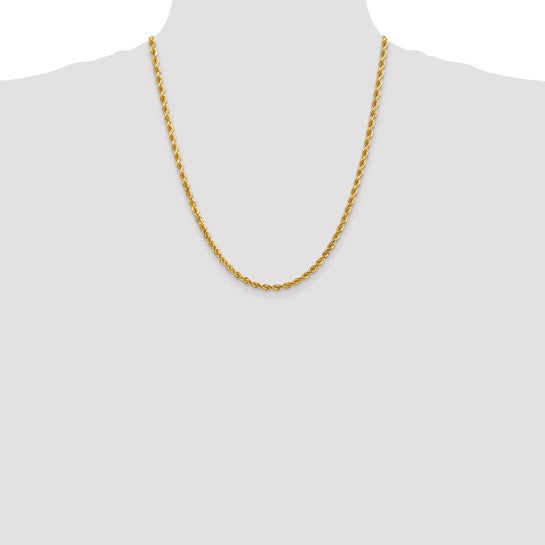 14KT Yellow Gold 22 inch 4mm Diamond-cut Rope with Lobster Clasp Chain