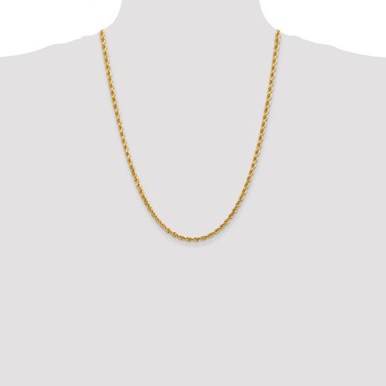 14KT Yellow Gold 24 inch 4mm Diamond-cut Rope with Lobster Clasp Chain