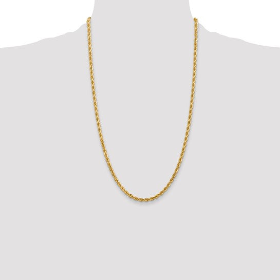 14KT Yellow Gold 26 inch 4mm Diamond-cut Rope with Lobster Clasp Chain