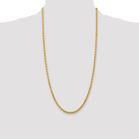 14kt Yellow Gold 28 inch 4mm Diamond-cut Rope with Lobster Clasp Chain