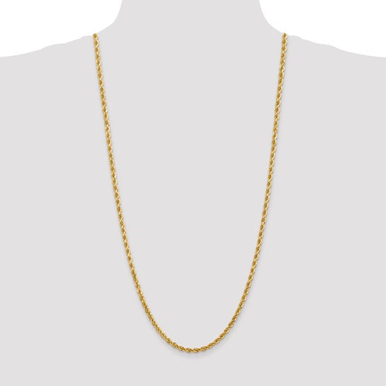 14KT Yellow Gold 30 inch 4mm Diamond-cut Rope with Lobster Clasp Chain