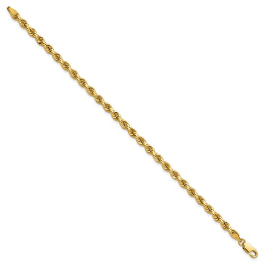 14kt Yellow Gold 8 inch 4mm Diamond-cut Rope with Lobster Clasp Chain