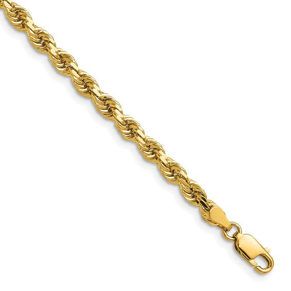 14KT Yellow Gold 20 inch 4mm Diamond-cut Rope with Lobster Clasp Chain