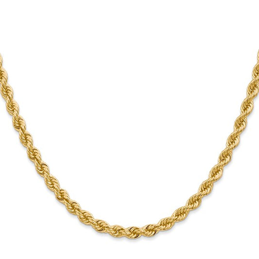 14KT Yellow Gold 24 inch 4mm Regular Rope with Lobster Clasp Chain