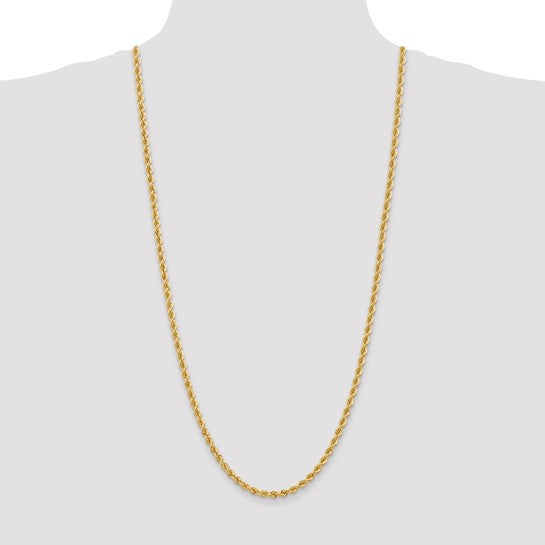 14KT Yellow Gold 30 inch 4mm Regular Rope with Lobster Clasp Chain