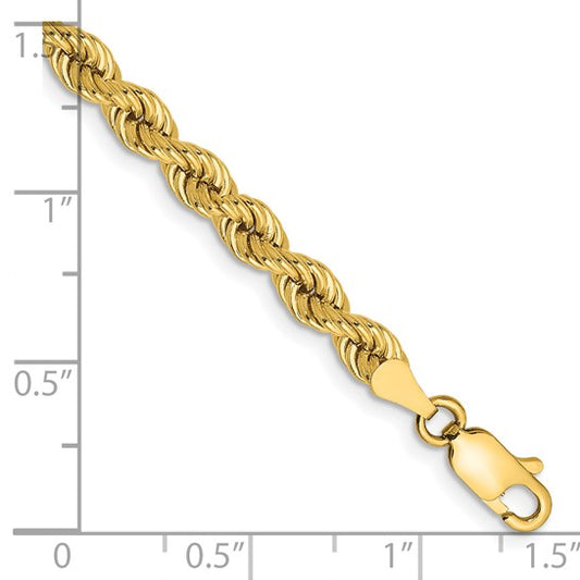 14kt Yellow Gold 9 inch 4mm Regular Rope with Lobster Clasp Chain