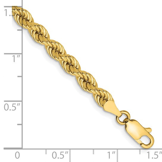 14KT Yellow Gold 7 inch 4mm Regular Rope with Lobster Clasp Chain