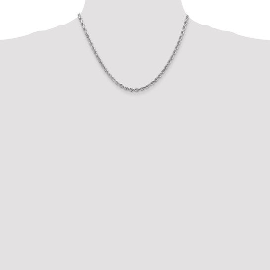 14KT White Gold 18 inch 3.75mm Diamond-cut Rope with Lobster Clasp Chain