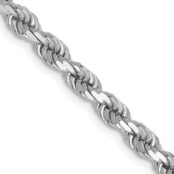 14KT White Gold 26 inch 4mm Diamond-cut Rope with Lobster Clasp Chain