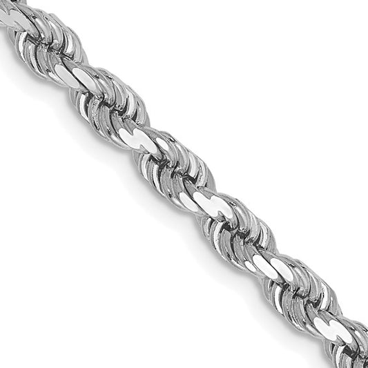 14KT White Gold 20 inch 4mm Diamond-cut Rope with Lobster Clasp Chain