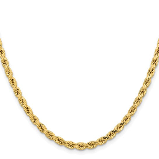 14kt Yellow Gold 22 inch 4.25mm Diamond-cut Rope with Lobster Clasp Chain