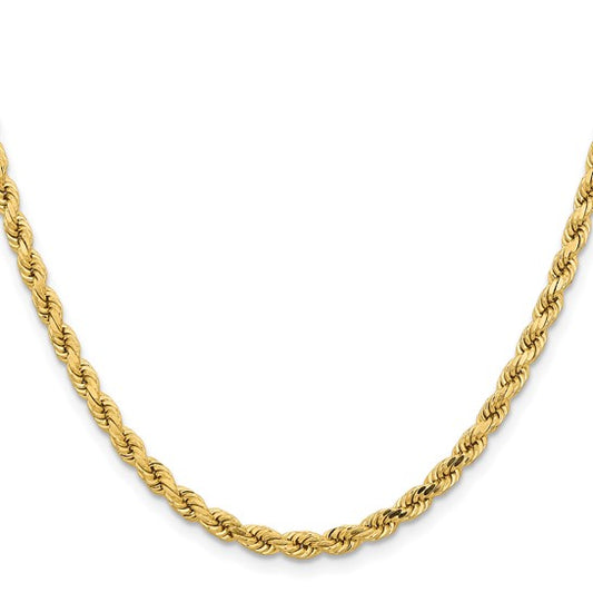 14KT Yellow Gold 18 inch 4.25mm Diamond-cut Rope with Lobster Clasp Chain