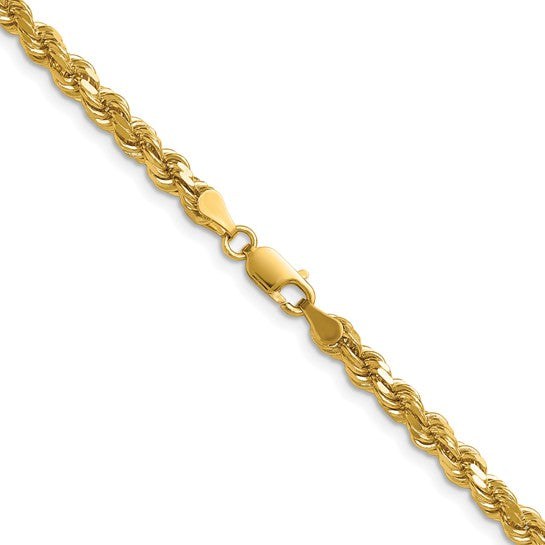 14kt Yellow Gold 22 inch 4.25mm Diamond-cut Rope with Lobster Clasp Chain