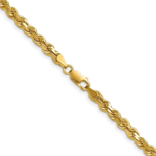 14kt Yellow Gold 22 inch 4.25mm Diamond-cut Rope with Lobster Clasp Chain