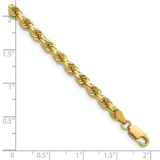 14kt Yellow Gold 22 inch 4.25mm Diamond-cut Rope with Lobster Clasp Chain