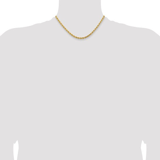 14KT Yellow Gold 16 inch 4.25mm Diamond-cut Rope with Lobster Clasp Chain