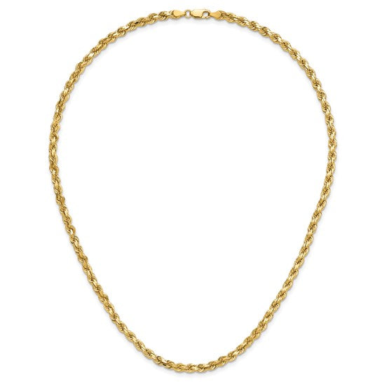 14KT Yellow Gold 18 inch 4.25mm Diamond-cut Rope with Lobster Clasp Chain