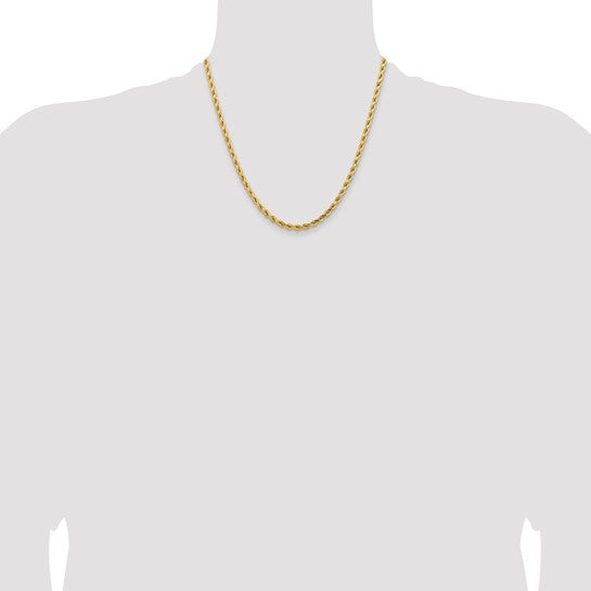 14kt Yellow Gold 20 inch 4.25mm Diamond-cut Rope with Lobster Clasp Chain