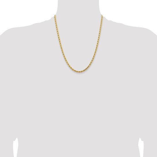 14kt Yellow Gold 22 inch 4.25mm Diamond-cut Rope with Lobster Clasp Chain