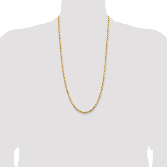 14KT Yellow Gold 28 inch 4.25mm Diamond-cut Rope with Lobster Clasp Chain