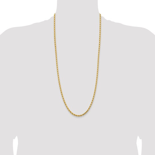 14kt Yellow Gold 30 inch 4.25mm Diamond-cut Rope with Lobster Clasp Chain