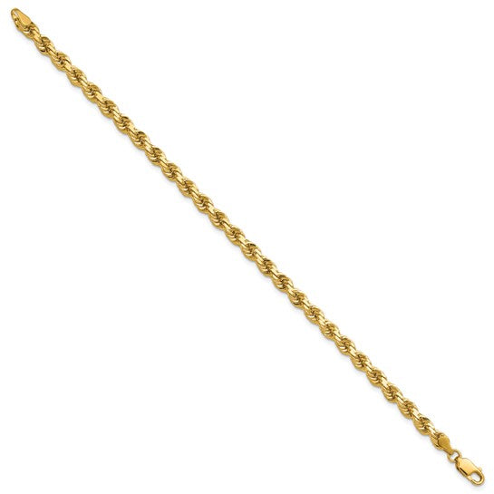 14KT Yellow Gold 7 inch 4.25mm Diamond-cut Rope with Lobster Clasp Chain