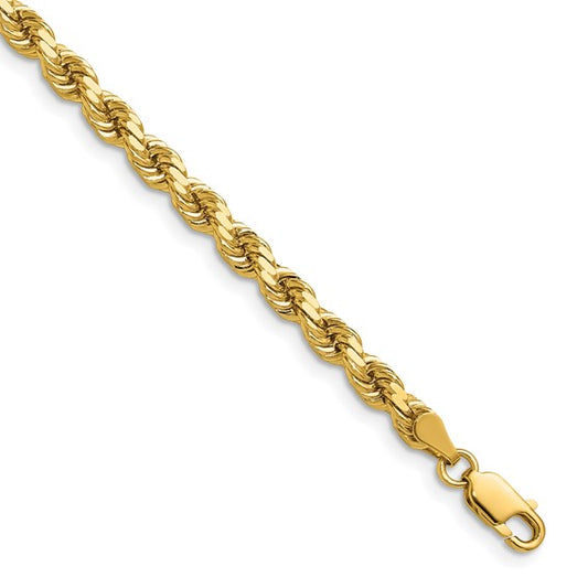14kt Yellow Gold 22 inch 4.25mm Diamond-cut Rope with Lobster Clasp Chain