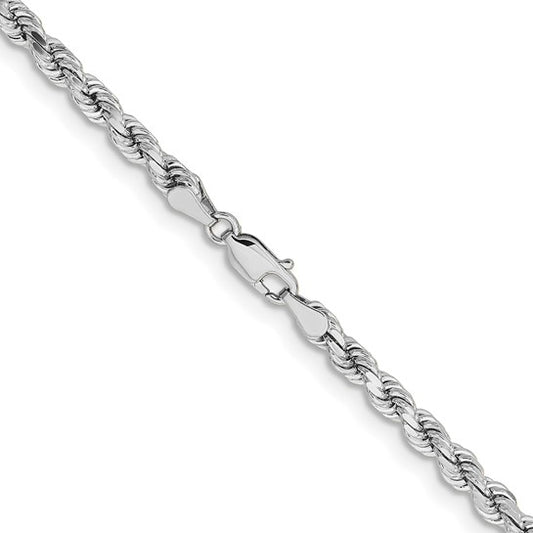 14kt White Gold 24 inch 4.25mm Diamond-cut Rope with Lobster Clasp Chain