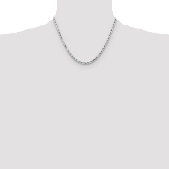 14KT White Gold 18 inch 4.25mm Diamond-cut Rope with Lobster Clasp Chain