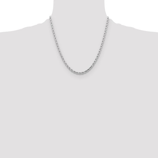 14KT White Gold 20 inch 4.25mm Diamond-cut Rope with Lobster Clasp Chain