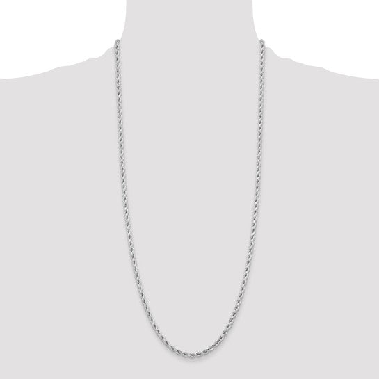 14KT White Gold 30 inch 4.25mm Diamond-cut Rope with Lobster Clasp Chain