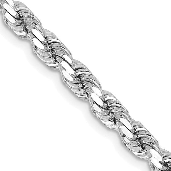 14KT White Gold 20 inch 4.25mm Diamond-cut Rope with Lobster Clasp Chain