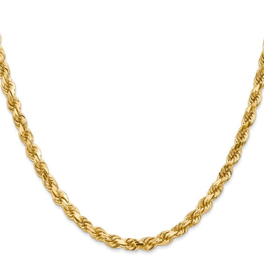 14KT Yellow Gold 30 inch 4.5mm Diamond-cut Rope with Lobster Clasp Chain