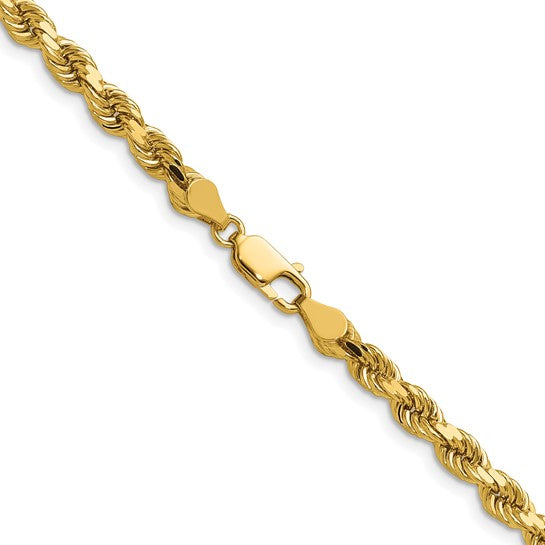 14kt Yellow Gold 22 inch 4.5mm Diamond-cut Rope with Lobster Clasp Chain
