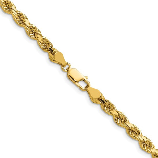 14kt Yellow Gold 28 inch 4.5mm Diamond-cut Rope with Lobster Clasp Chain