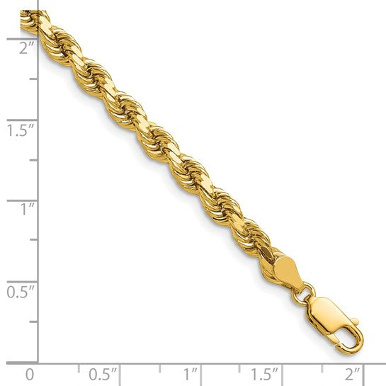 14KT Yellow Gold 24 inch 4.5mm Diamond-cut Rope with Lobster Clasp Chain