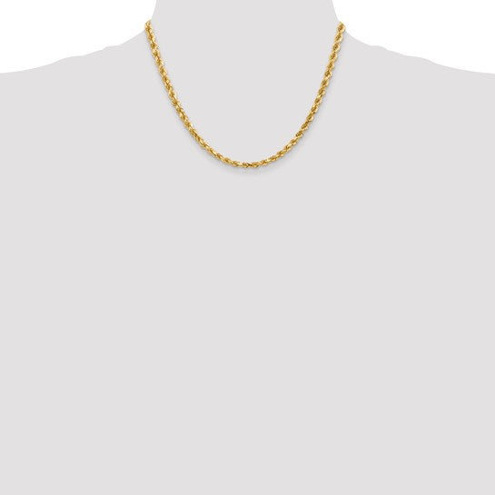 14KT Yellow Gold 18 inch 4.5mm Diamond-cut Rope with Lobster Clasp Chain
