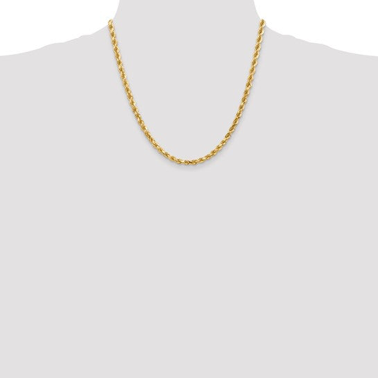 14KT Yellow Gold 20 inch 4.5mm Diamond-cut Rope with Lobster Clasp Chain