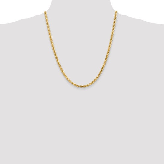 14kt Yellow Gold 22 inch 4.5mm Diamond-cut Rope with Lobster Clasp Chain