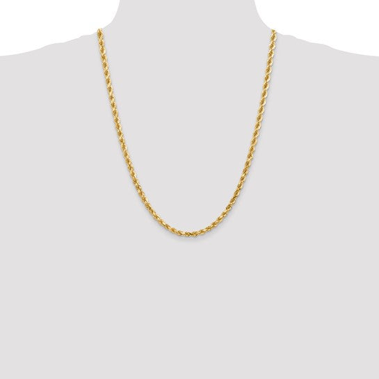 14KT Yellow Gold 24 inch 4.5mm Diamond-cut Rope with Lobster Clasp Chain