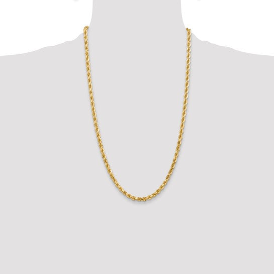 14KT Yellow Gold 26 inch 4.5mm Diamond-cut Rope with Lobster Clasp Chain
