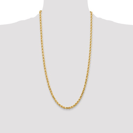 14kt Yellow Gold 28 inch 4.5mm Diamond-cut Rope with Lobster Clasp Chain
