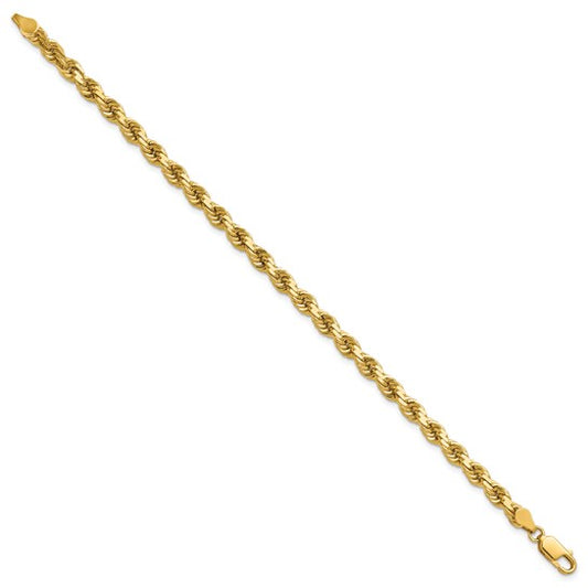 14KT Yellow Gold 9 inch 4.5mm Diamond-cut Rope with Lobster Clasp Chain